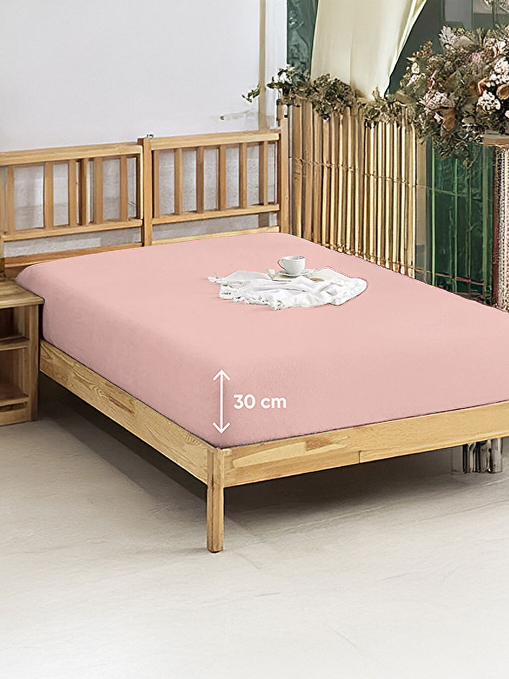 Penye Lastikli Çarşaf Pamuklu Jersey Çift Kişilik 160x200cm Pembe