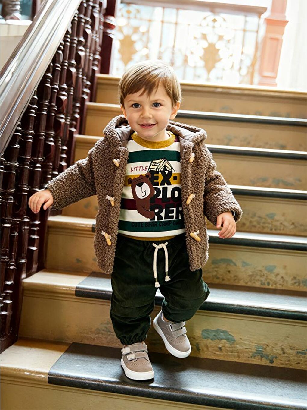 Kahverengi Baby Çoban Düğme 6-18 Ay Mont-3