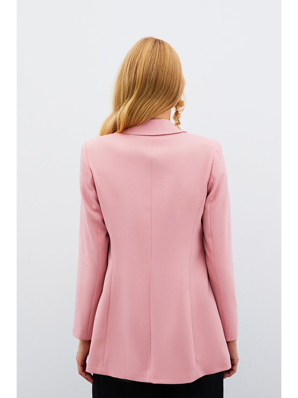 Pembe Mono Yaka Klasik Ceket - Pudra