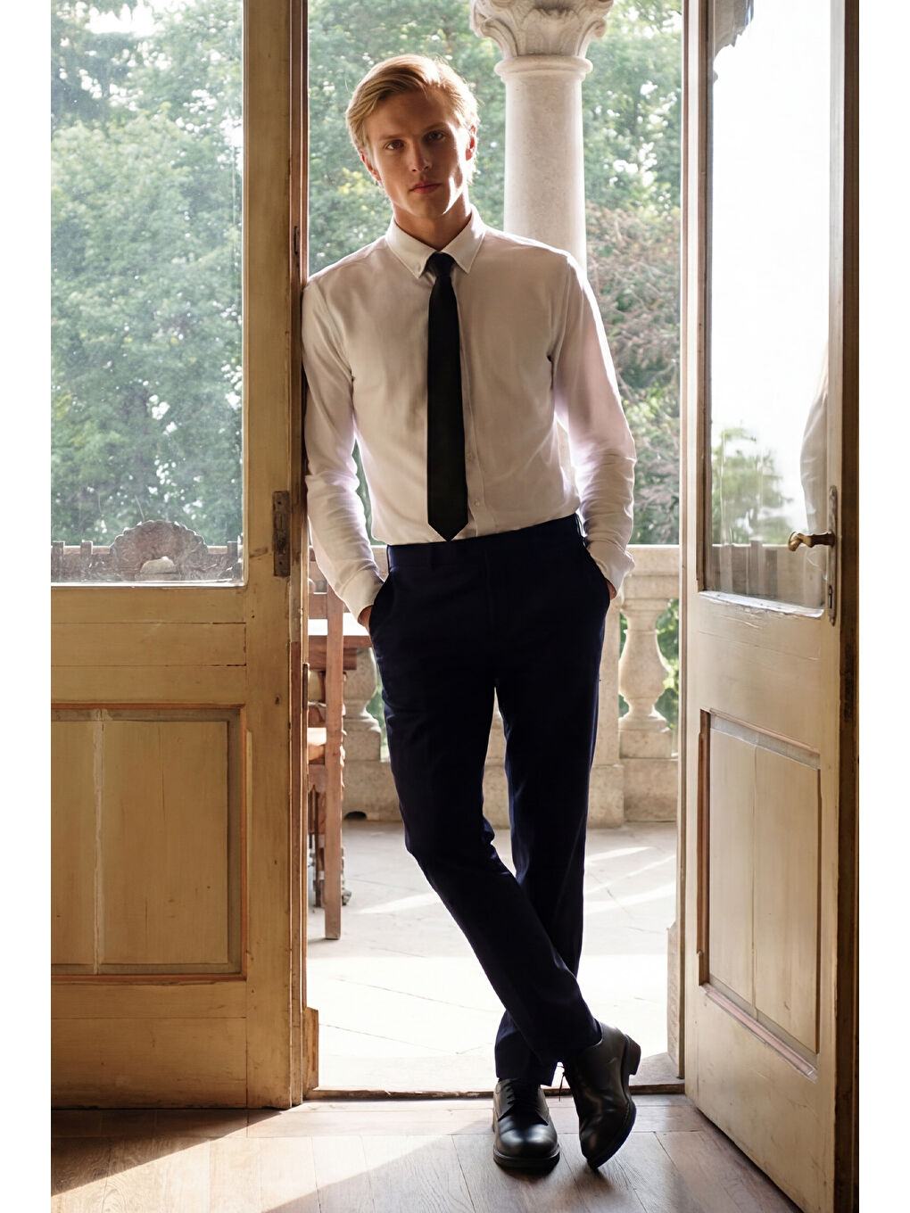 Erkek Beyaz Tailored Slim Fit Dar Kesim Düğmeli Yaka Oxford Gömlek-2