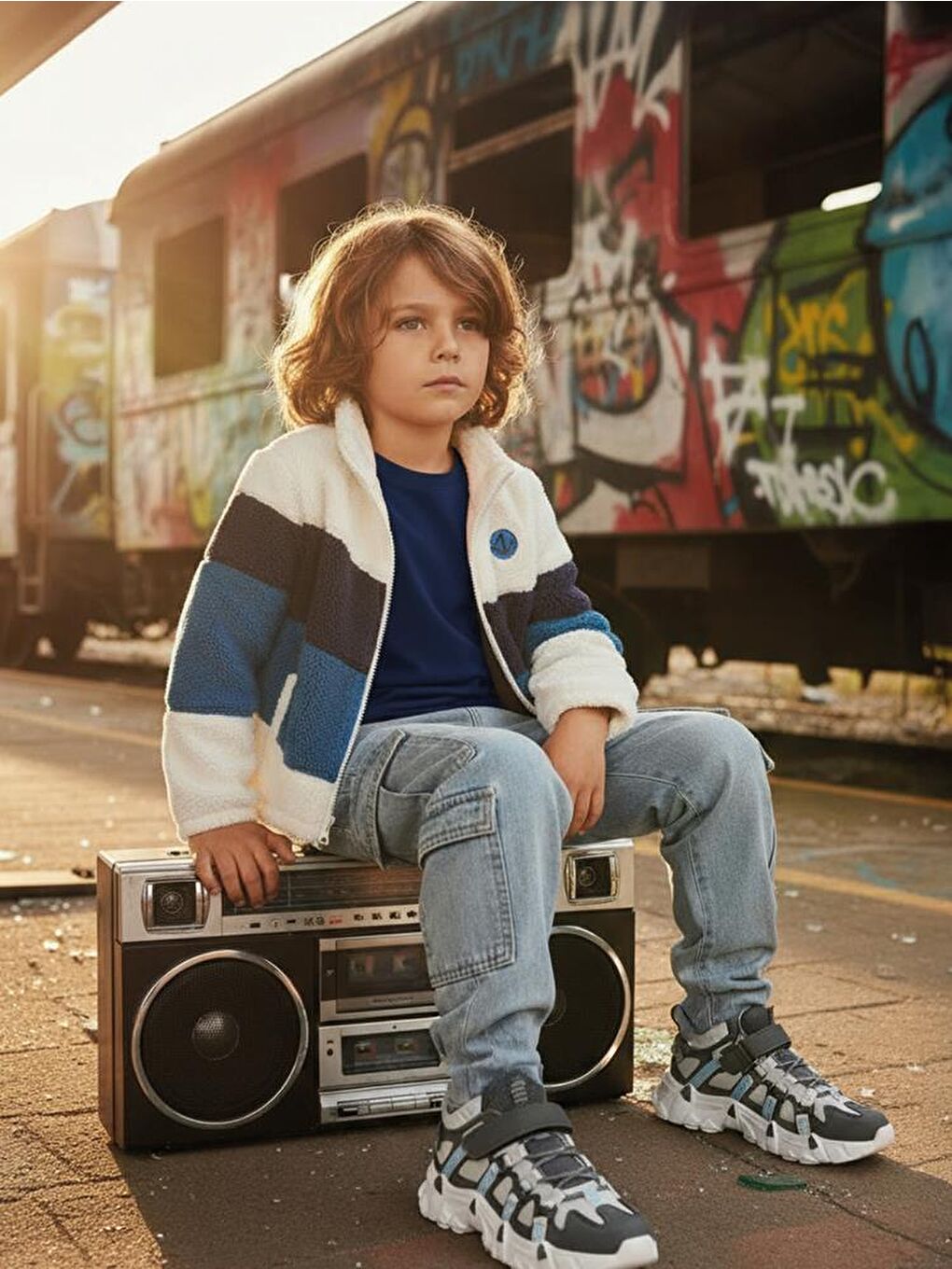 Ekru Boys Oval Parçalı Welsof 6-9 Yaş Hırka-3