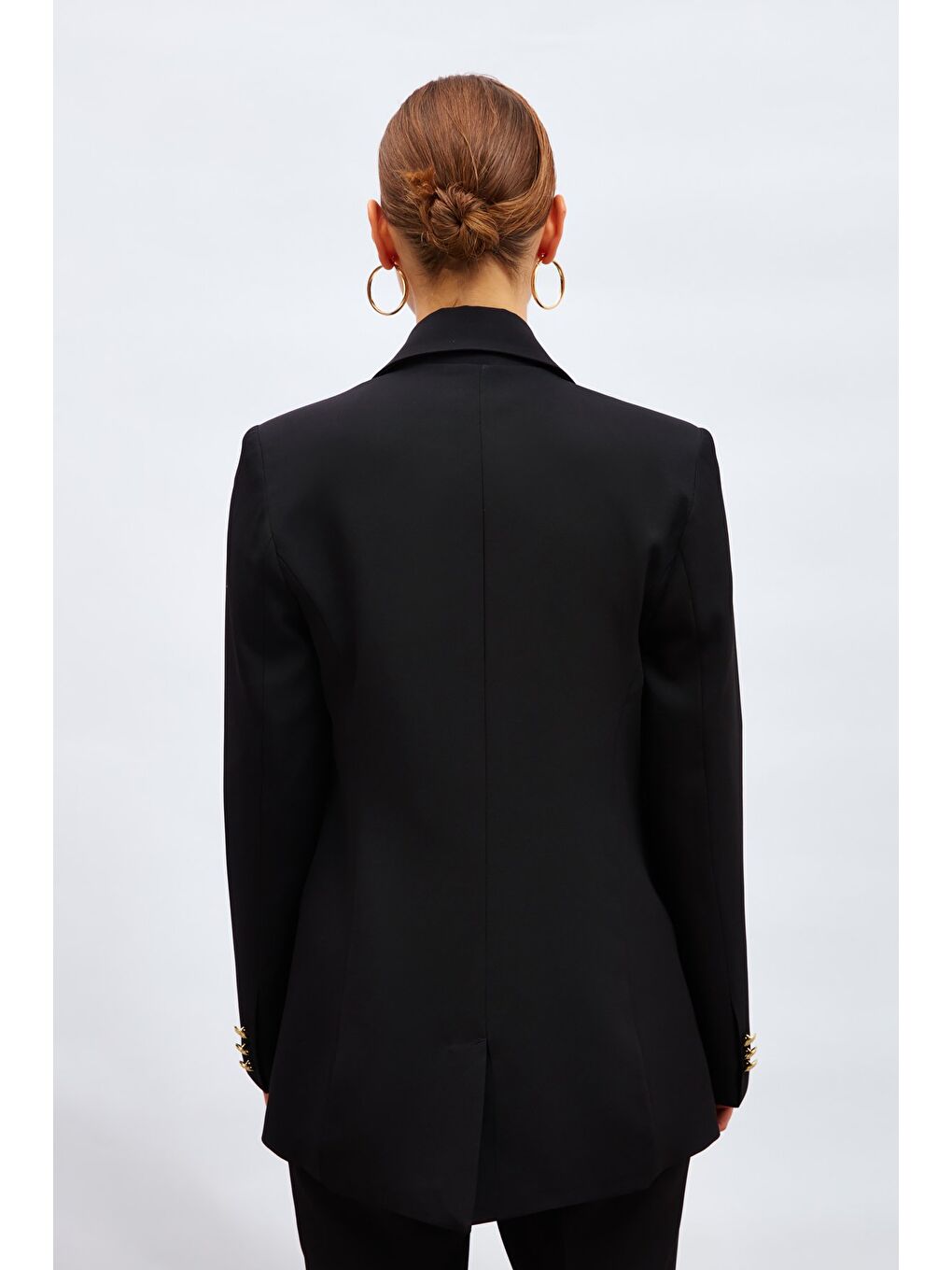 Düğmeli Blazer Ceket - Siyah-6