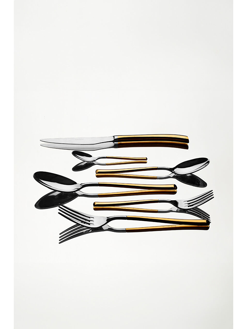 Sarı Elegance Altın Sade 6 Kişilik 36 Parça Kutulu Çatal Kaşık Bıçak Takımı-2