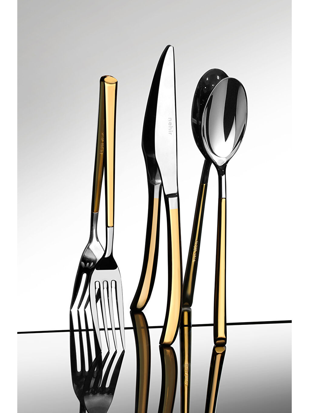 Sarı Elegance Altın Sade 6 Kişilik 36 Parça Kutulu Çatal Kaşık Bıçak Takımı-3