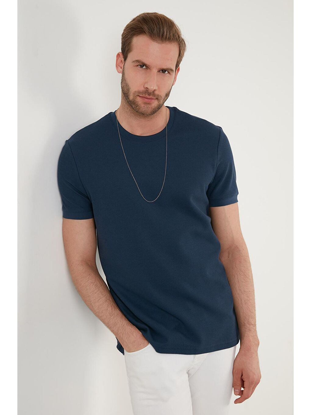 Buratti İndigo Pamuklu Bisiklet Yaka Basic T Shirt 5902387