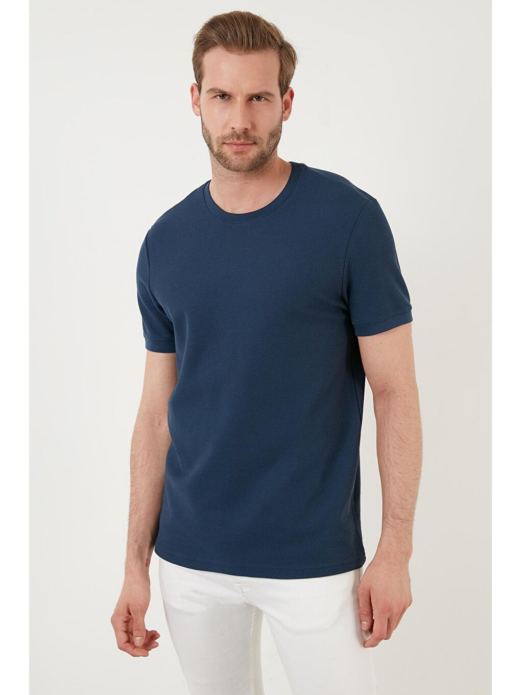 Buratti İndigo Pamuklu Bisiklet Yaka Basic T Shirt 5902387 - 1