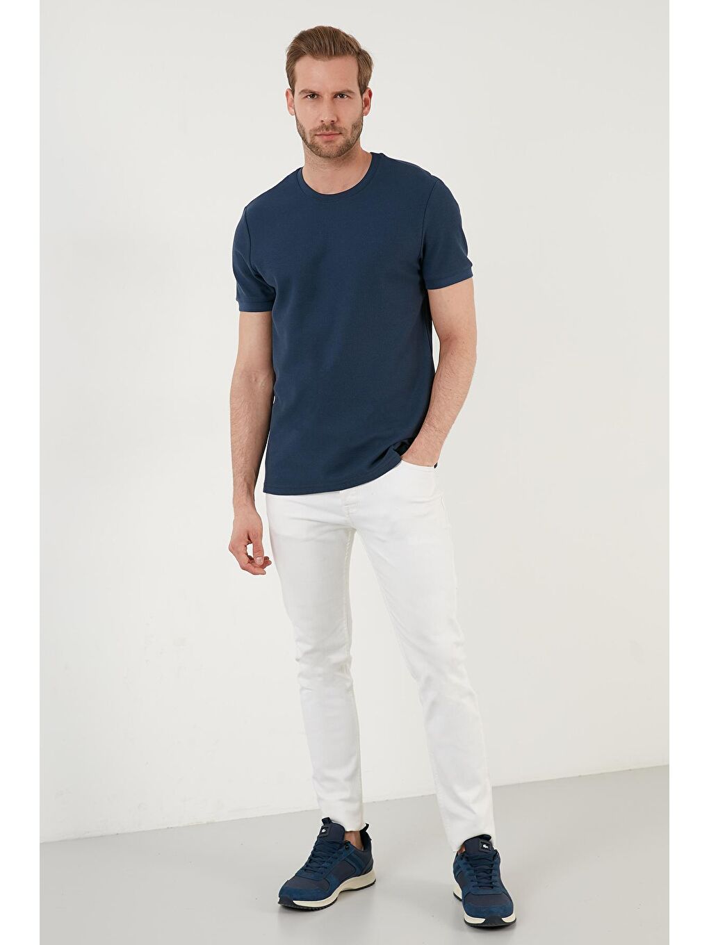 Buratti İndigo Pamuklu Bisiklet Yaka Basic T Shirt 5902387 - 3