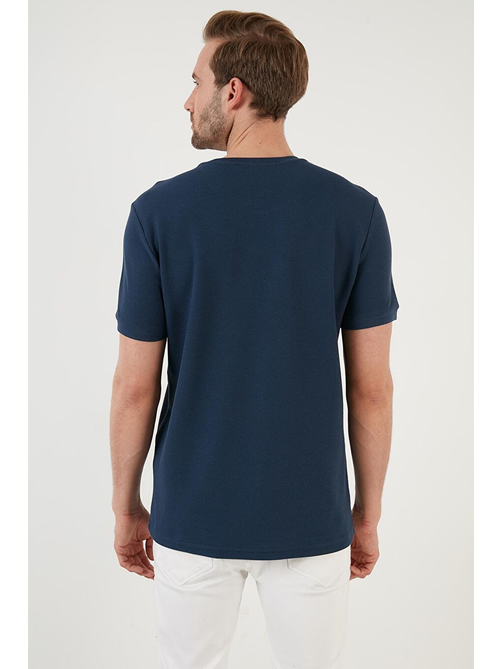 Buratti İndigo Pamuklu Bisiklet Yaka Basic T Shirt 5902387 - 4