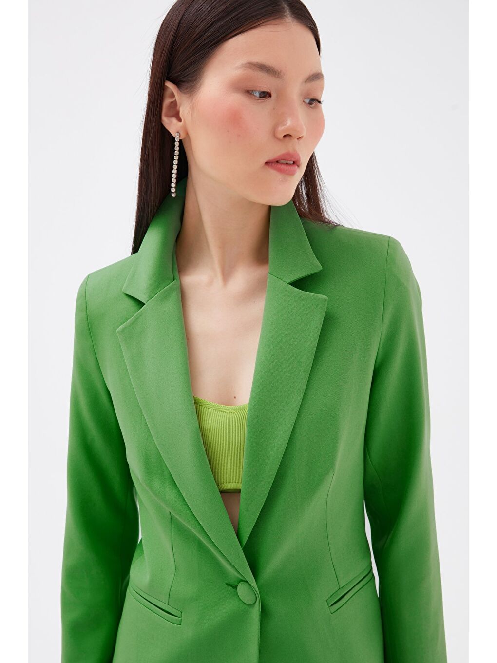 Mono Yaka Klasik Ceket - Açık Yeşil-1