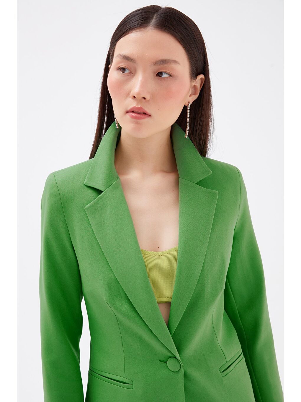 Mono Yaka Klasik Ceket - Açık Yeşil-2