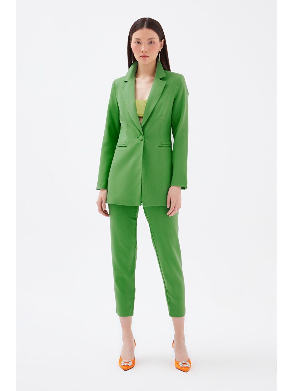 Mono Yaka Klasik Ceket - Açık Yeşil-3