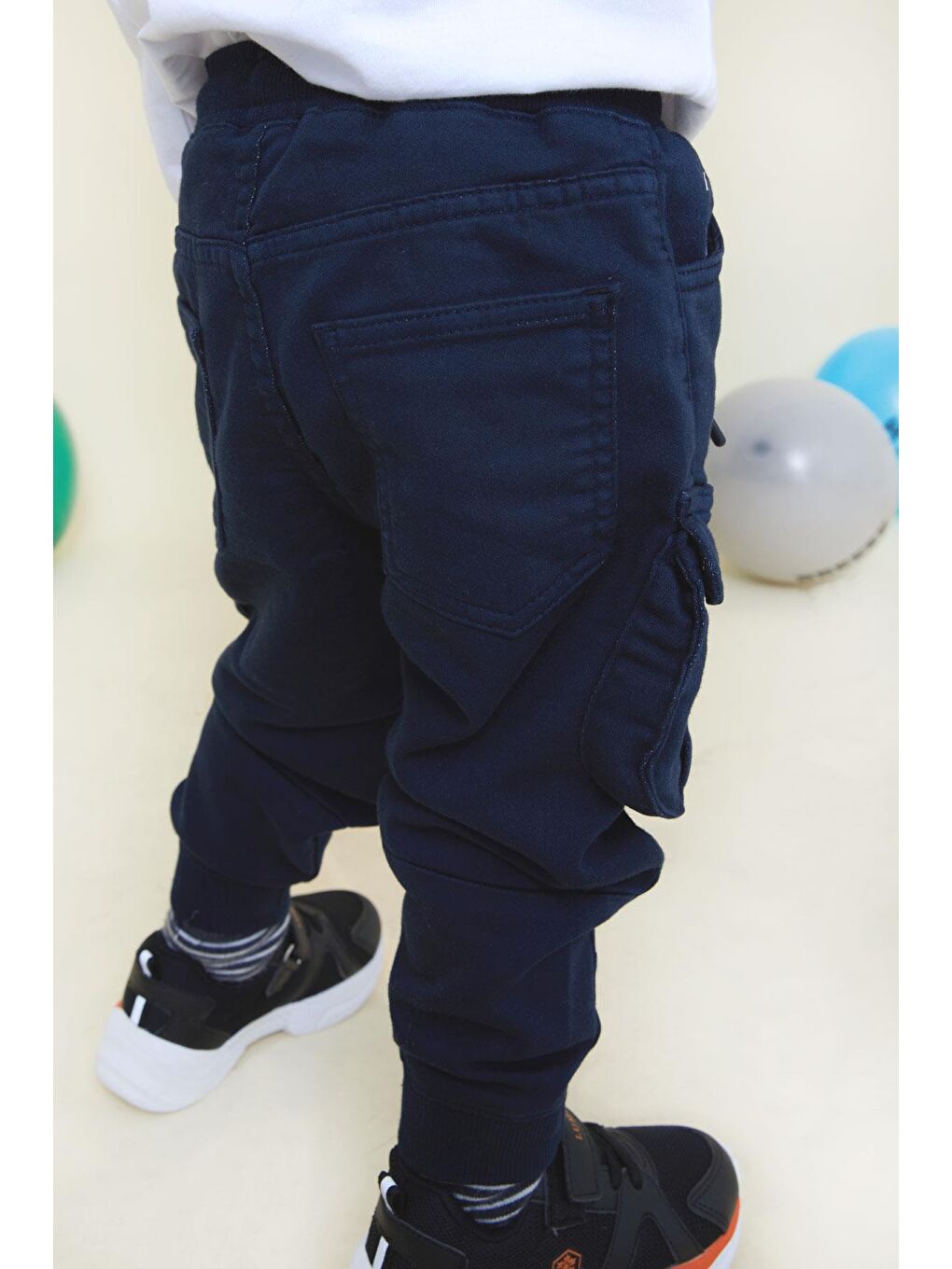 Erkek Çocuk Pantolon Kargo Cepli Beli Lastikli Lacivert (3-7 Yaş)-2