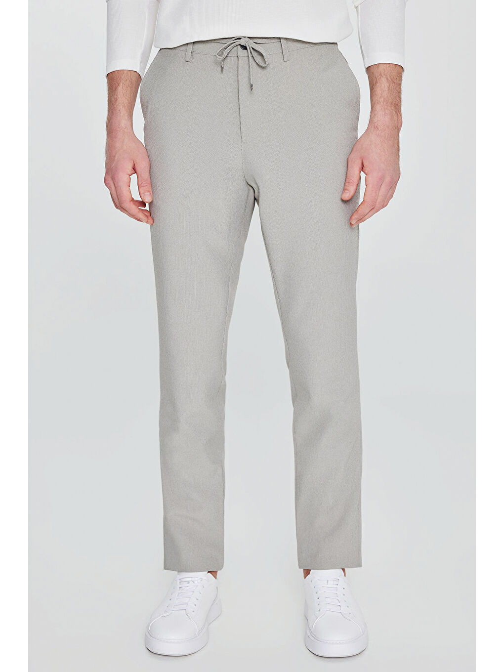 Erkek Açık Yeşil Slim Fit Dar Kesim Beli Bağlamalı Yan Cepli Casual Jogger Pantolon-1