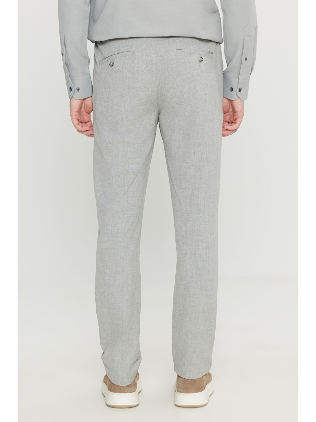Erkek Gri Slim Fit Dar Kesim Beli Bağlamalı Yan Cepli Casual Jogger Pantolon-5