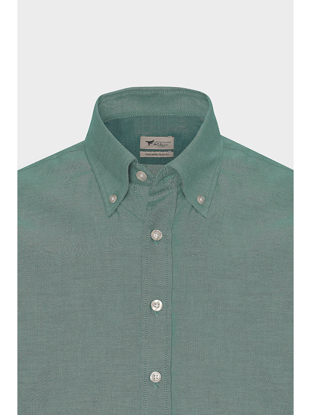 Erkek Yeşil Tailored Slim Fit Dar Kesim Düğmeli Yaka Oxford Gömlek-8