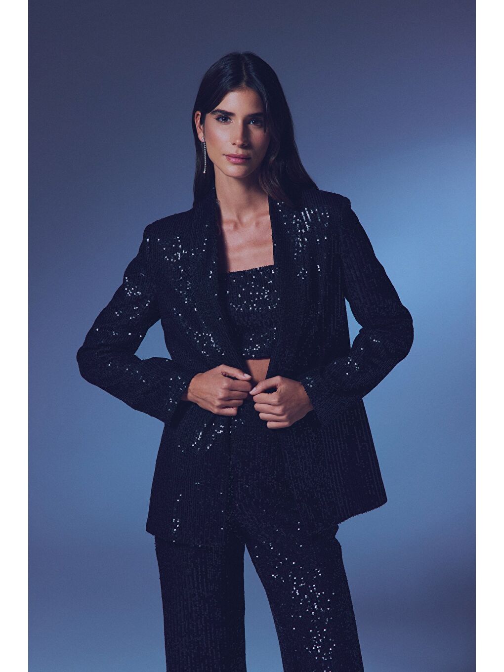 Payetli Salaş Ceket - Siyah