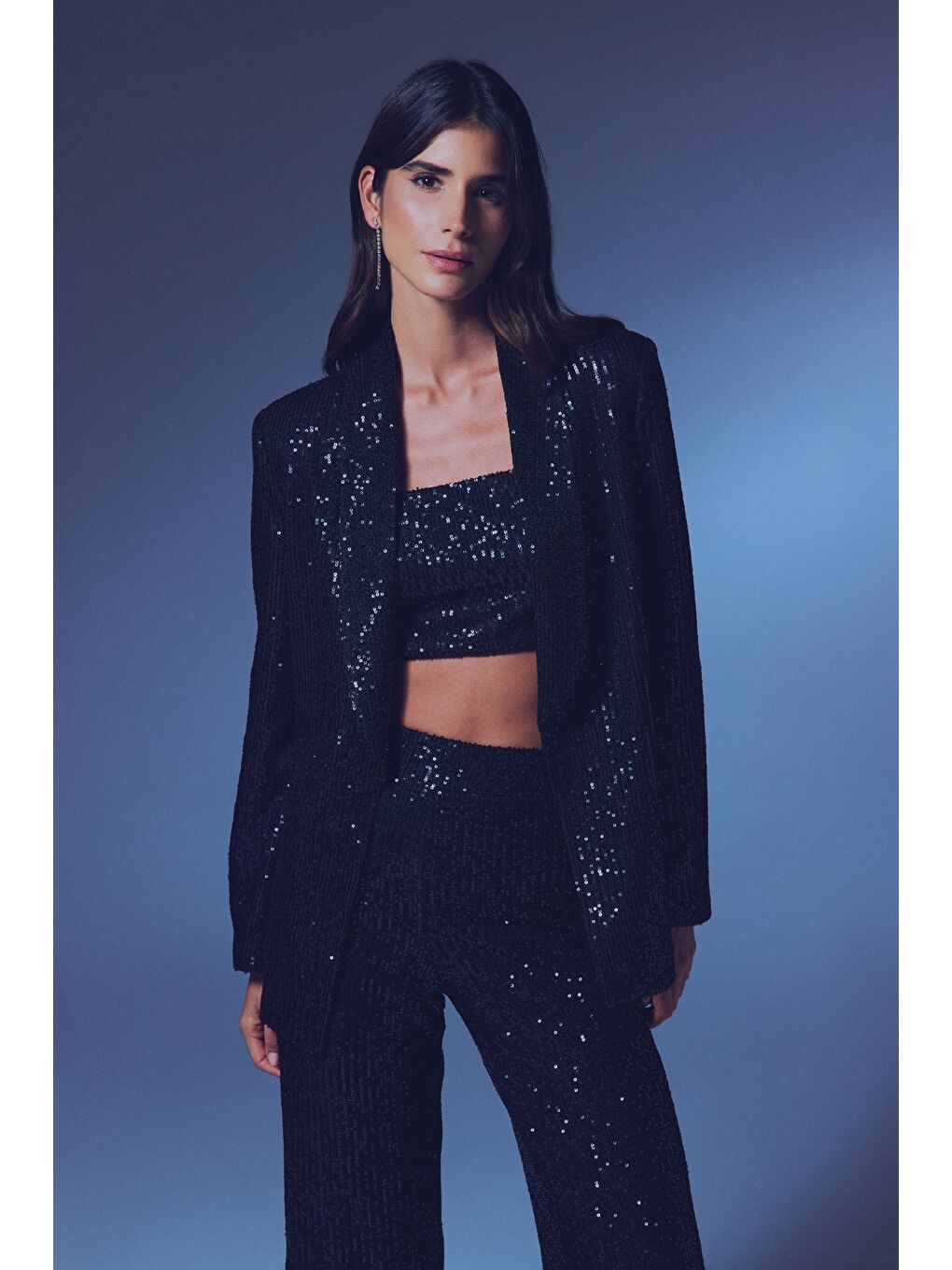 Payetli Salaş Ceket - Siyah-2