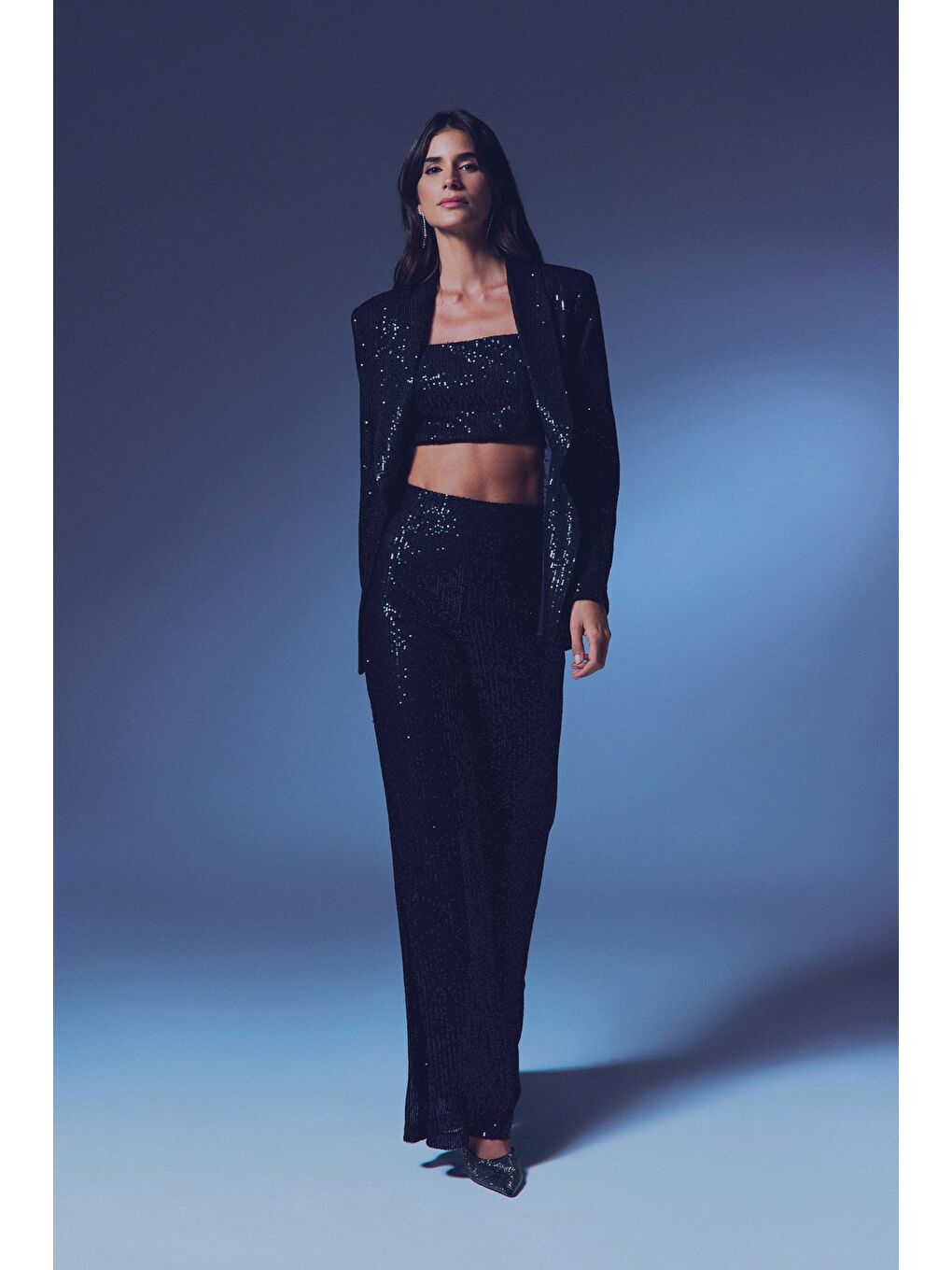 Payetli Salaş Ceket - Siyah-4