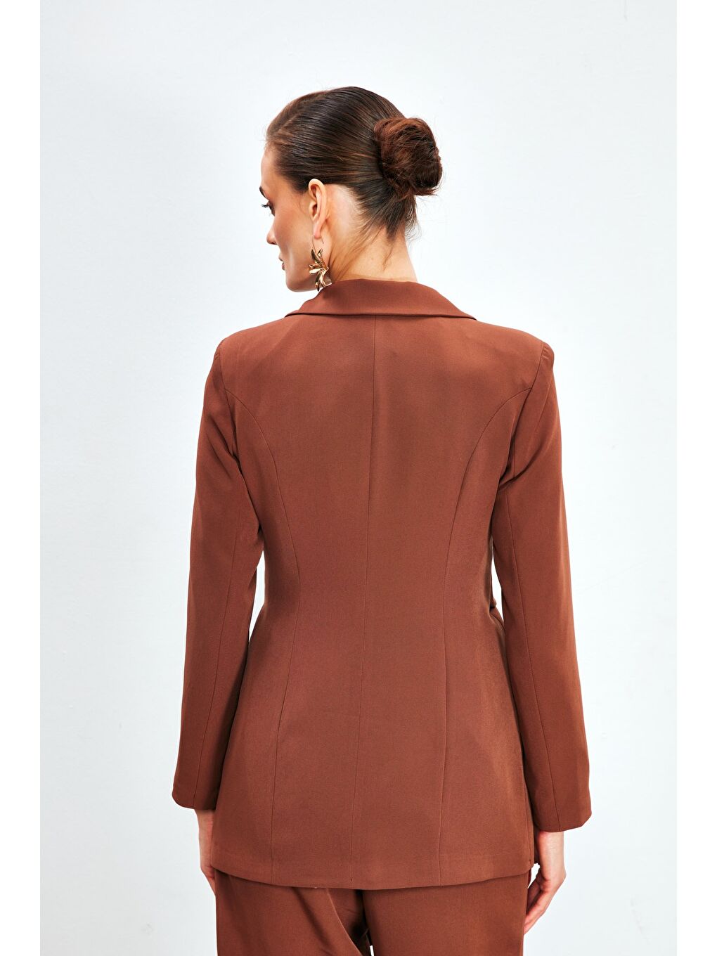 Kahverengi Bel Bağlamalı Uzun Ceket - Kahve-2