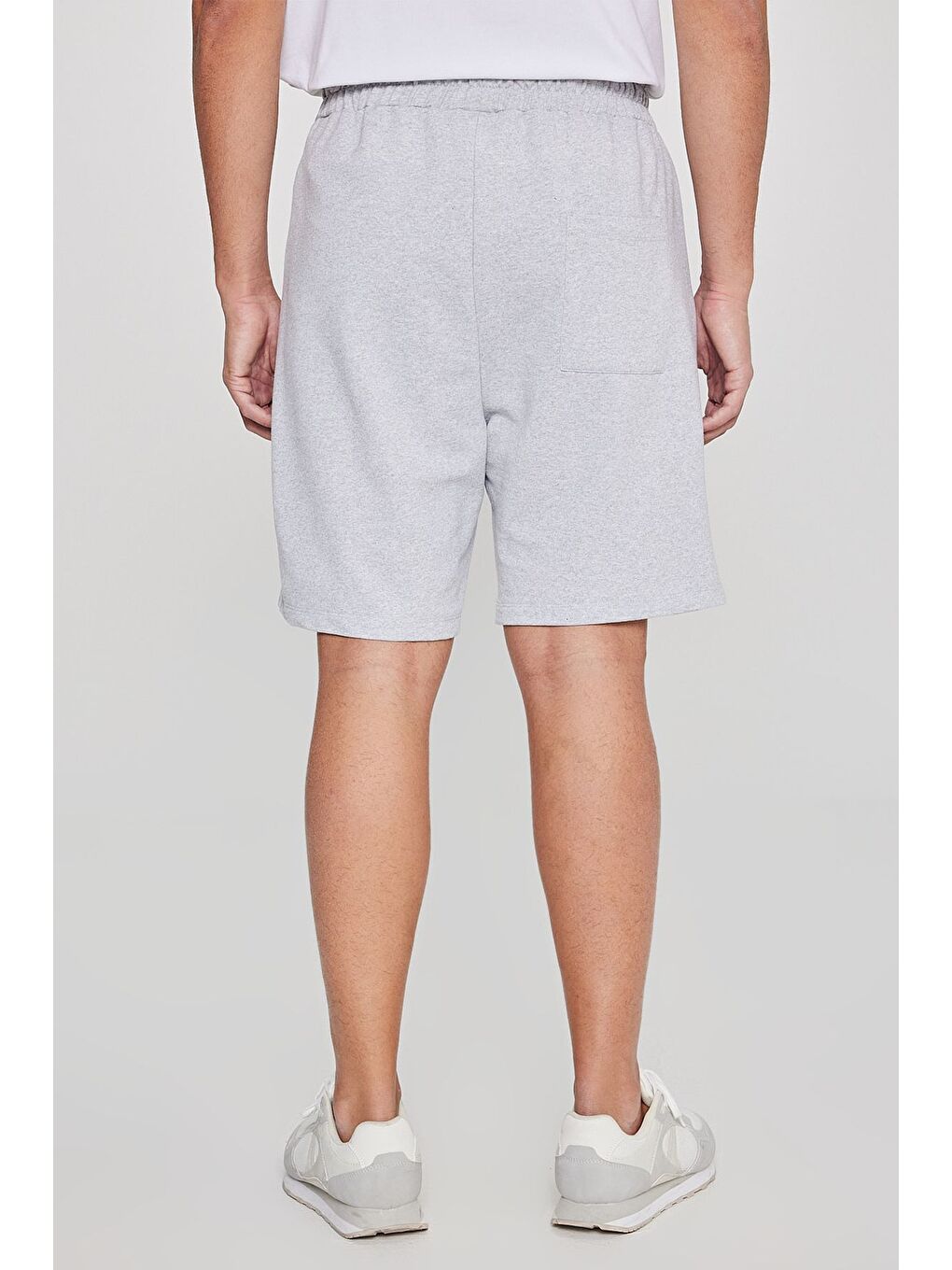 Erkek Gri Melanj Pamuklu Rahat Nefes Alabilen 2 İplik Cepli Örme Standart Fit Normal Kesim Şort-4