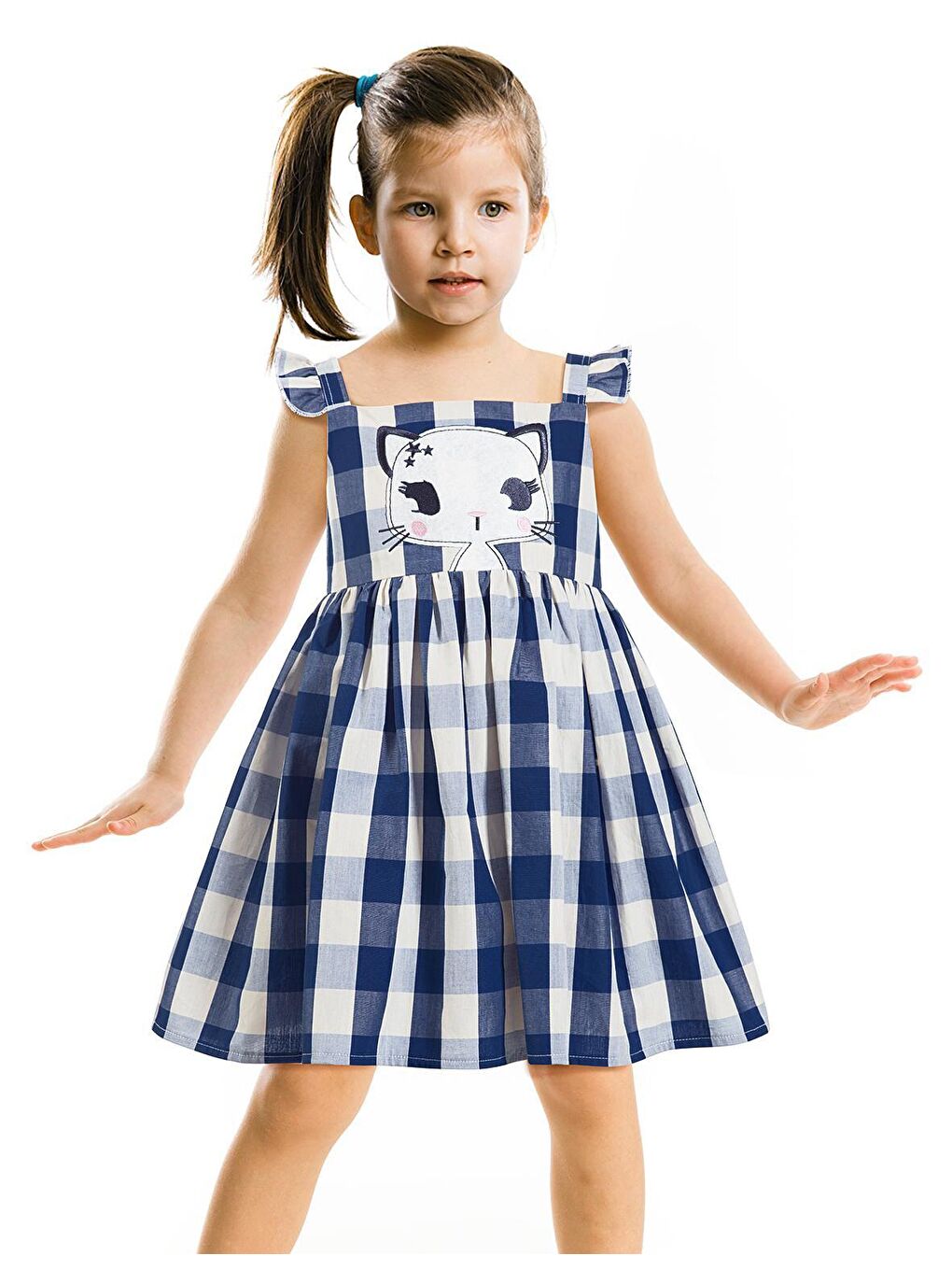 Karışık Yıldız Kedi Ekose Elbise