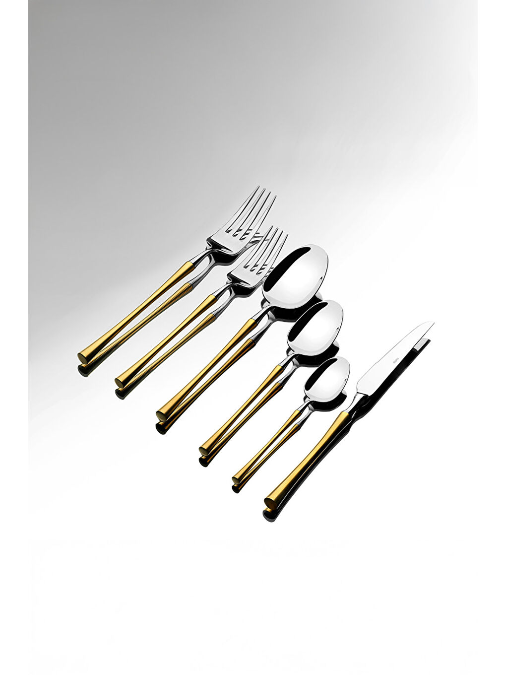 Sarı Marbella Altın Sade 6 Kişilik 36 Parça Kutulu Çatal Kaşık Bıçak Takımı-1