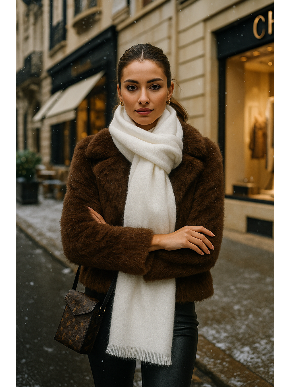 Unisex Ekru Yumuşak Dokulu Kalın Atkı - Şal 70x180 Cm Sal1206-2