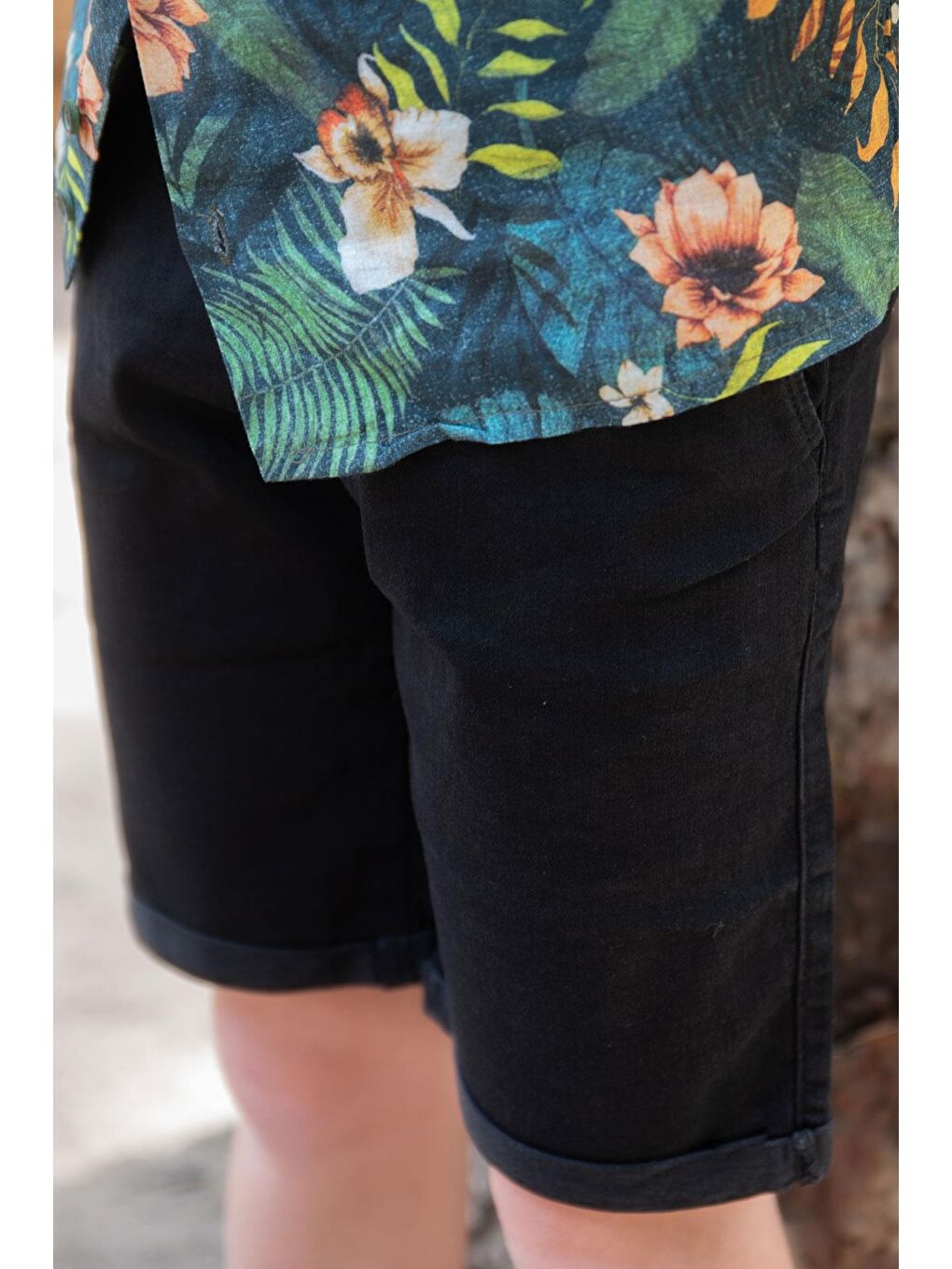 Erkek Çocuk Kapri Cepli Düğmeli Siyah (8-14 Yaş)-1