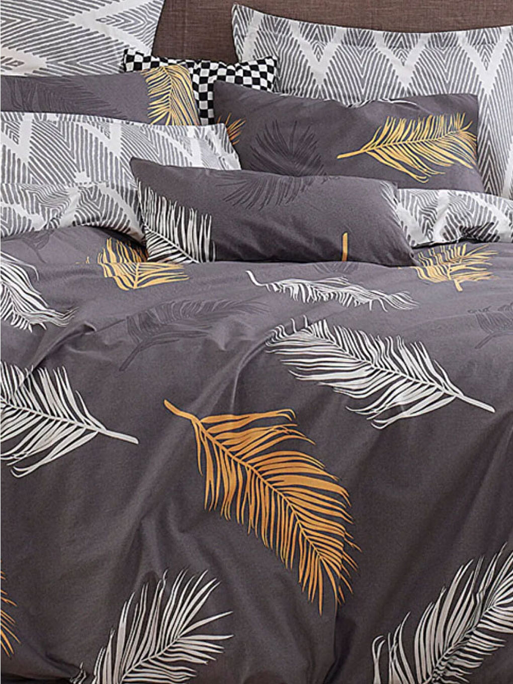 Çift Kişilik Kolay Ütülenebilir Nevresim Takımı Gri-1