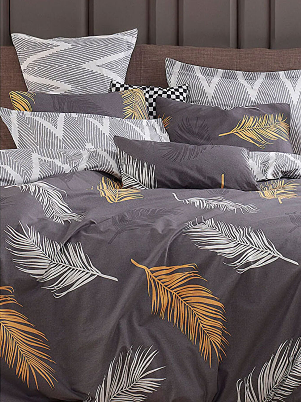 Çift Kişilik Kolay Ütülenebilir Nevresim Takımı Gri-2