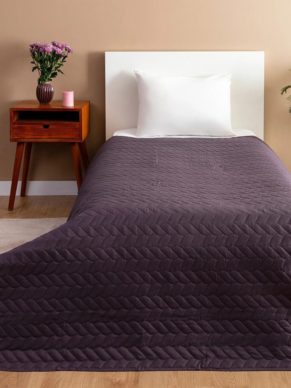 Bedspreado Koyu Mürdüm Yatak Örtüsü Çift Kişilik 200x220