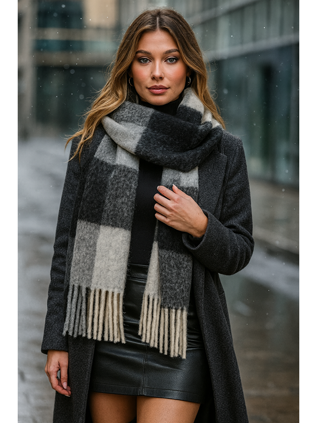 Kadın Siyah Omuz Şalı Atkı 45x200 Cm Sal1270-1