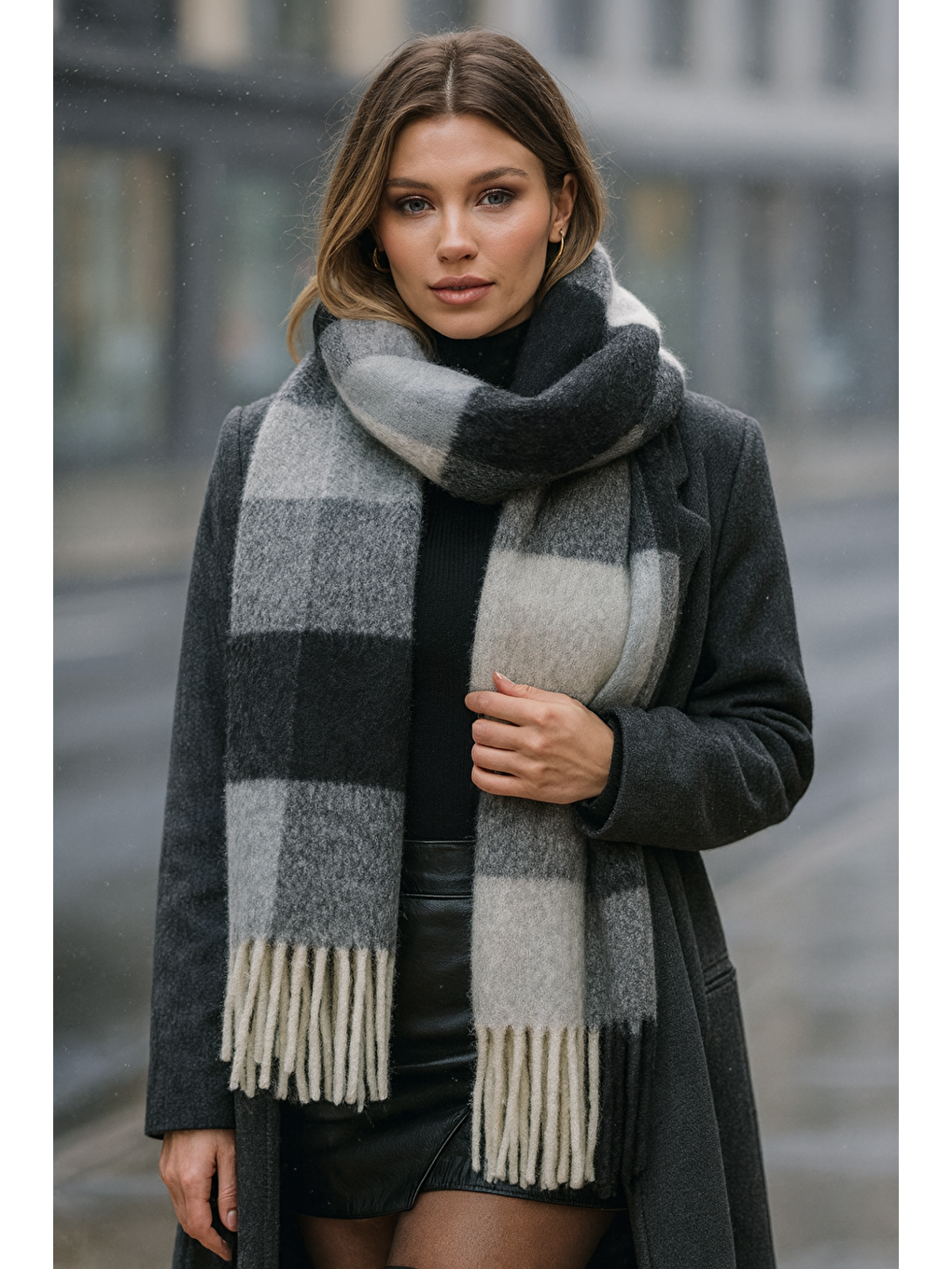 Kadın Siyah Omuz Şalı Atkı 45x200 Cm Sal1270-4