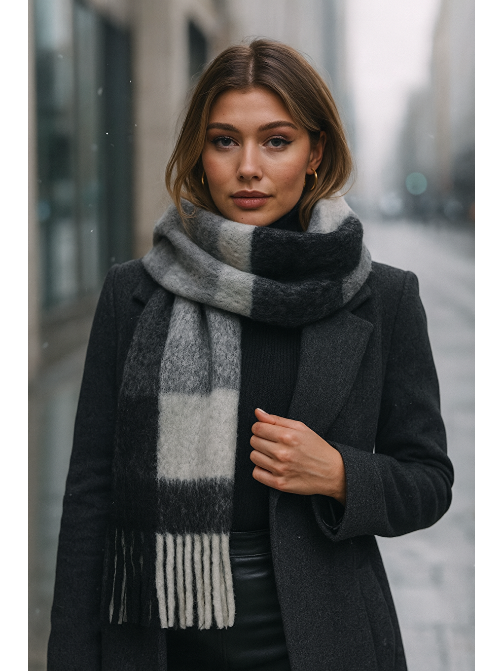 Kadın Siyah Omuz Şalı Atkı 45x200 Cm Sal1270-5