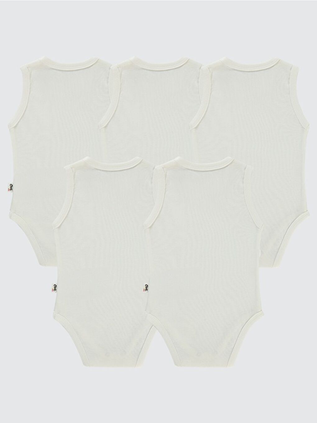 Beyaz Baby 5 li Düz Basic Sıfır Kol 3-9 Ay Çıtçıtlı Badi-3