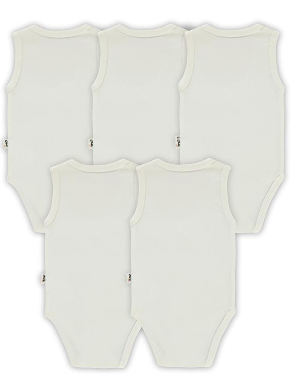 Beyaz Baby 5 li Düz Basic Sıfır Kol 3-9 Ay Çıtçıtlı Badi-4