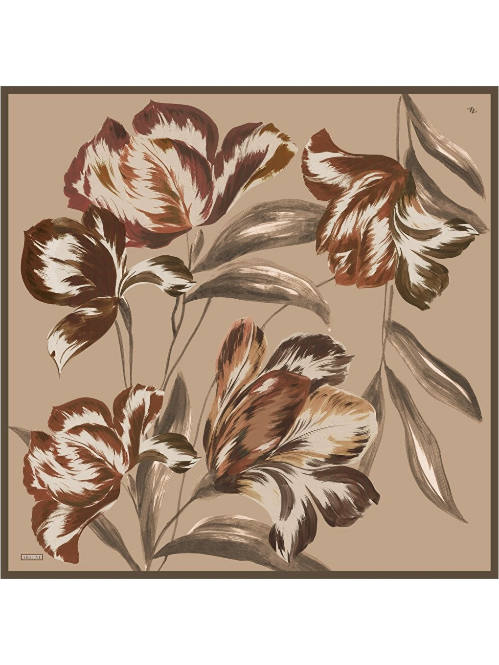 Kahverengi Saf İpek Twill Eşarp 9506D 82-3