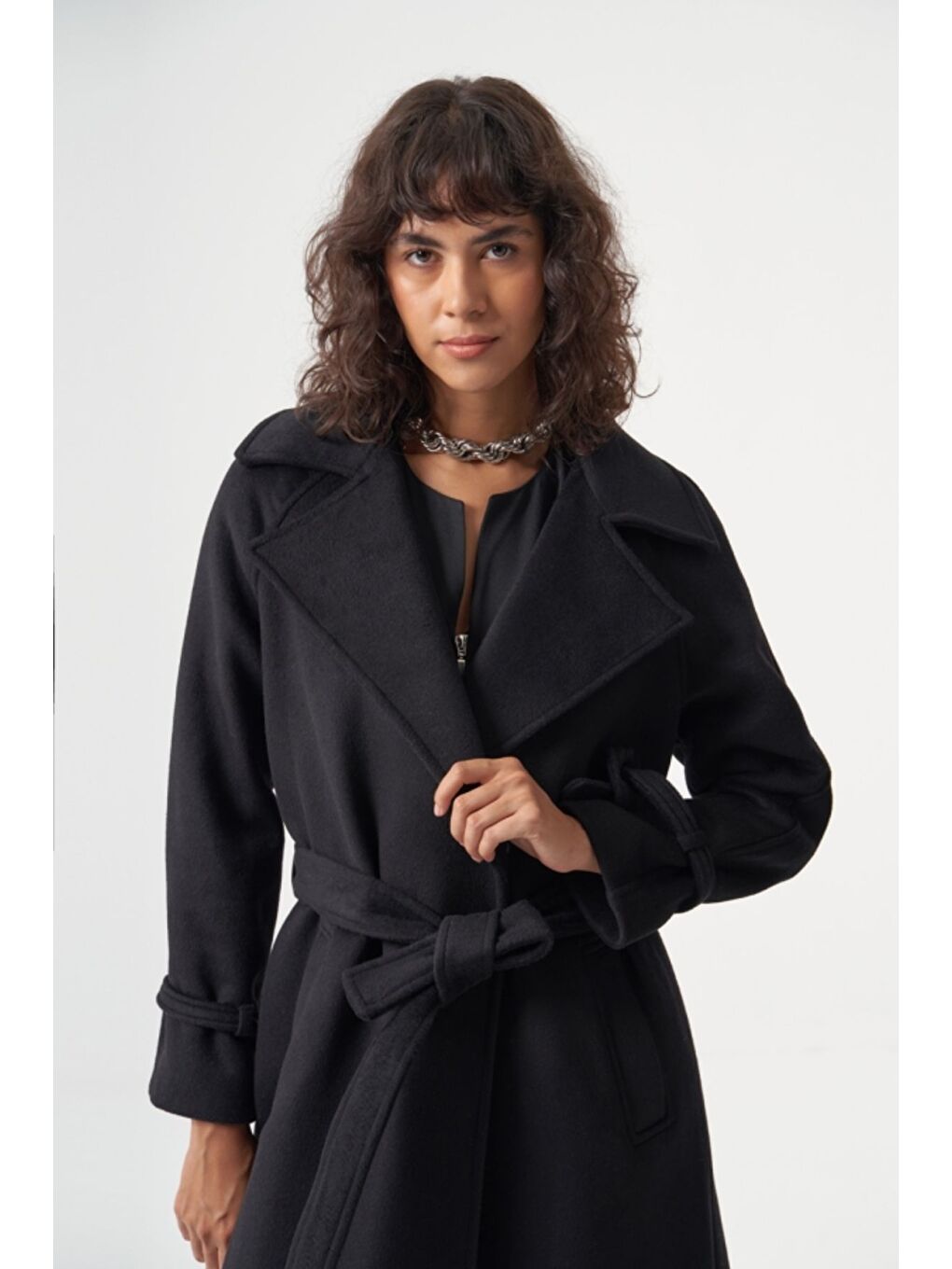 MZL Siyah Uzun Premium Kaşe Kaban-1