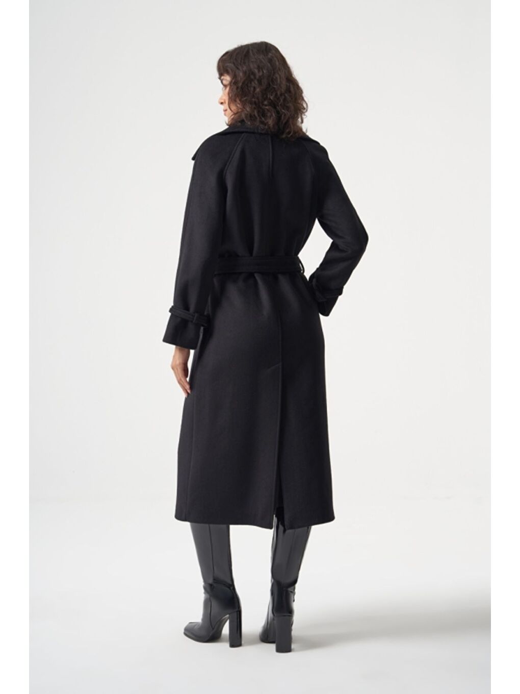 MZL Siyah Uzun Premium Kaşe Kaban-3