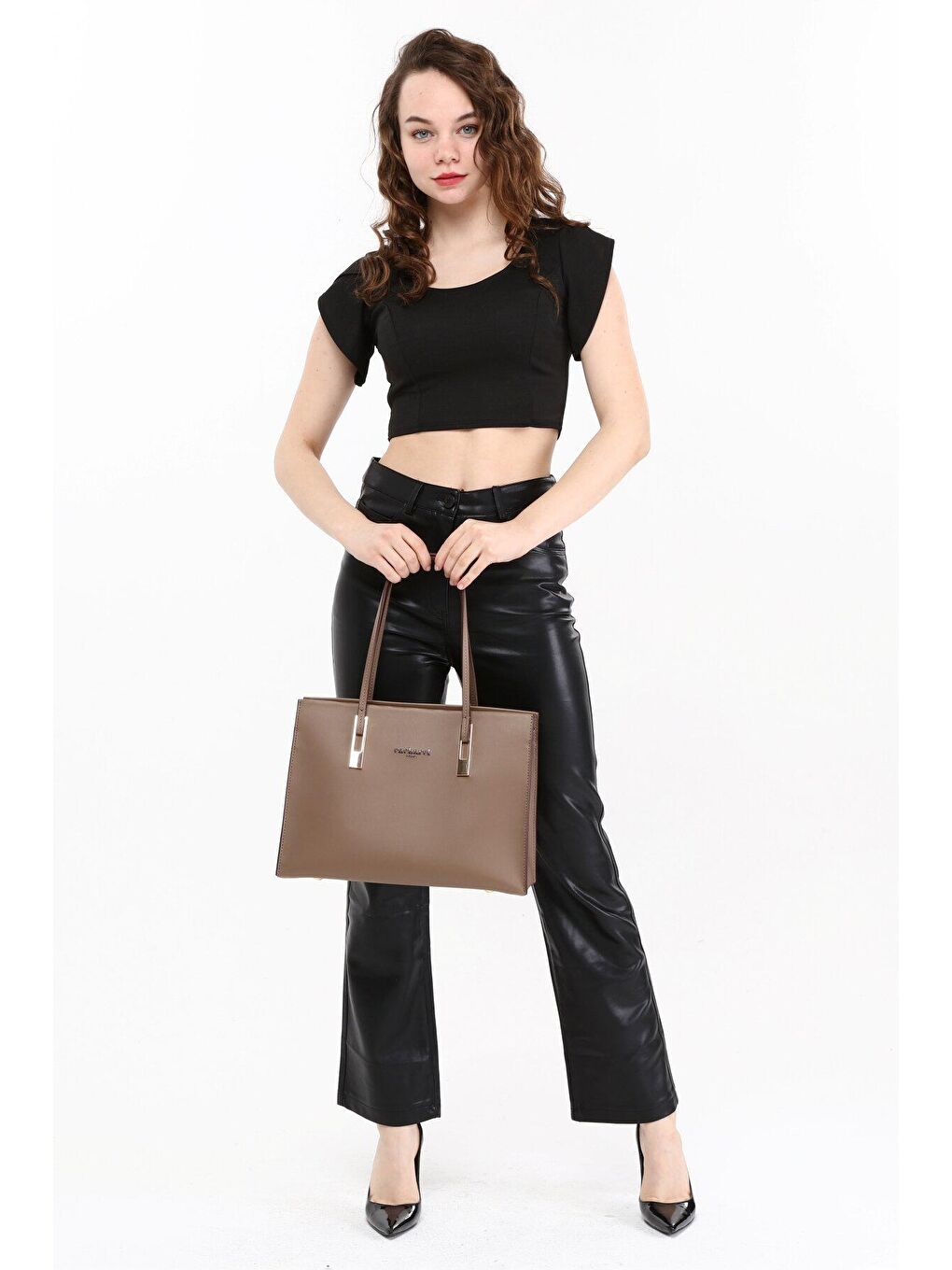 Bej Kadın Çapraz Göğüs Ve Omuz Çanta-1