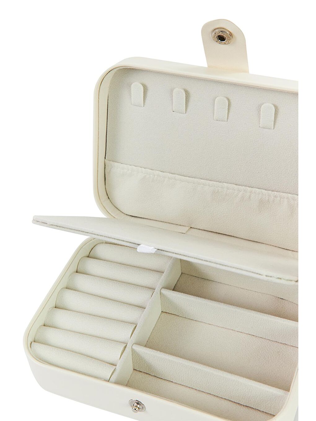 Karışık Bölmeli Takı Bijuteri Aksesuar Mücevher Kutusu Organizer Düzenleyici Beyaz-2