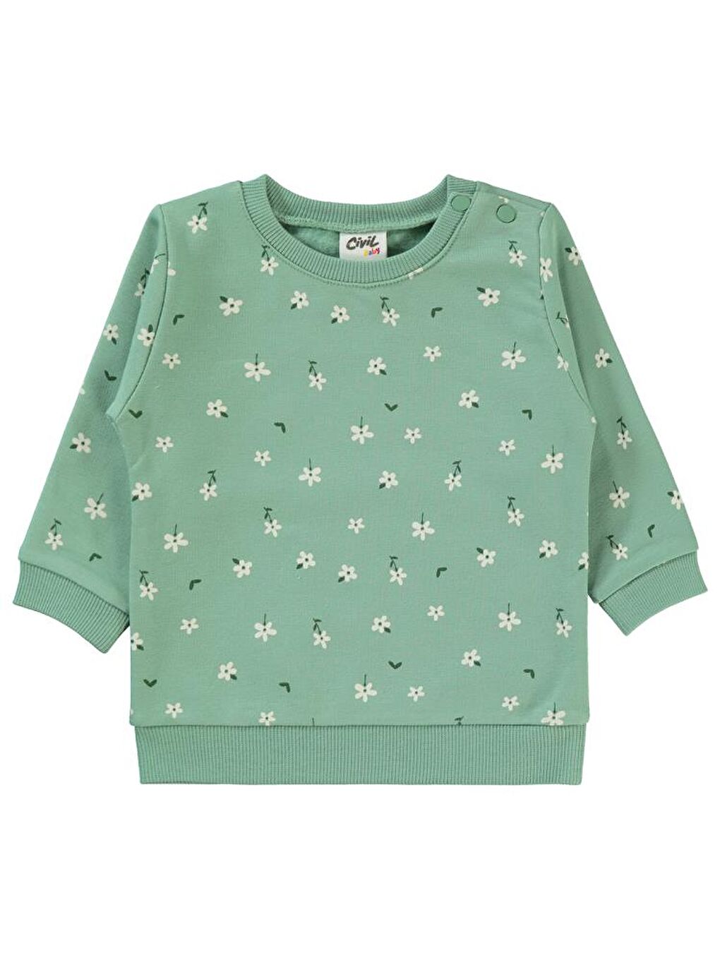 Yeşil Baby Çiçek Empirmeli 6-18 Ay Sweatshirt