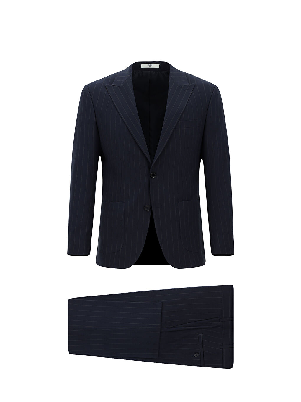 Lacivert Regular Fit Çizgili Takım Elbise-5