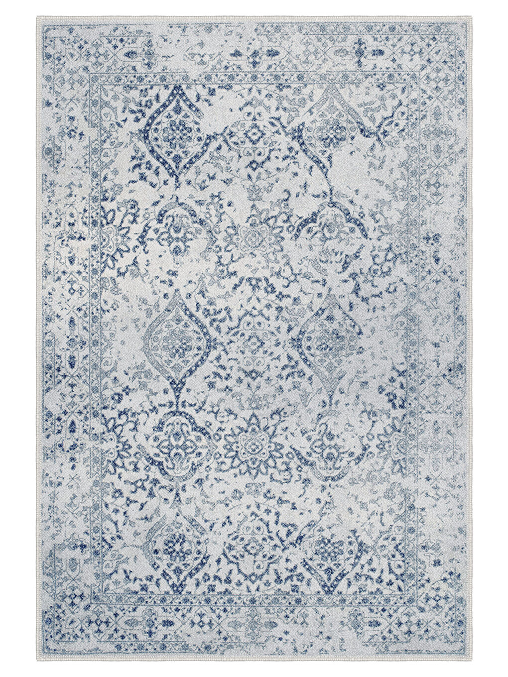 Mavi Dekoratif Özel Tasarım Yıkanabilir İnce Kaymaz Tabanlı Modern Halı KECE FR13