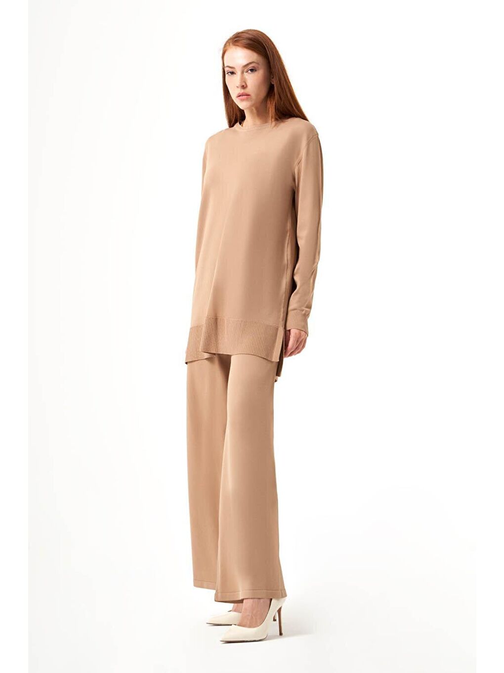 Bej Bsc Rayon Triko Camel Tunik-5