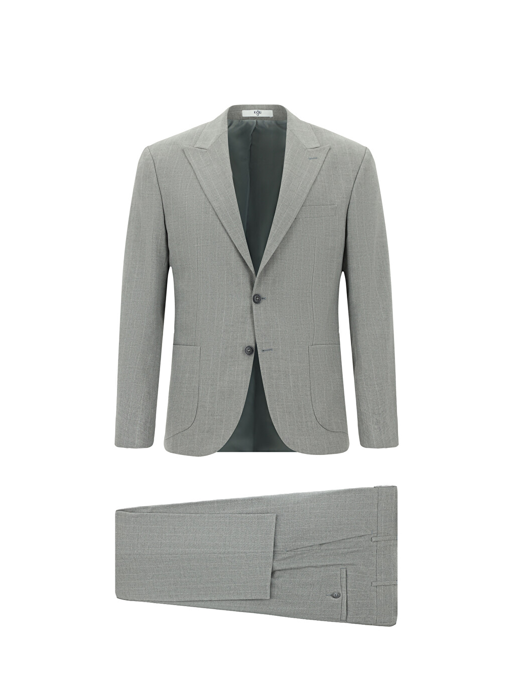 Gri Regular Fit Çizgili Takım Elbise-5