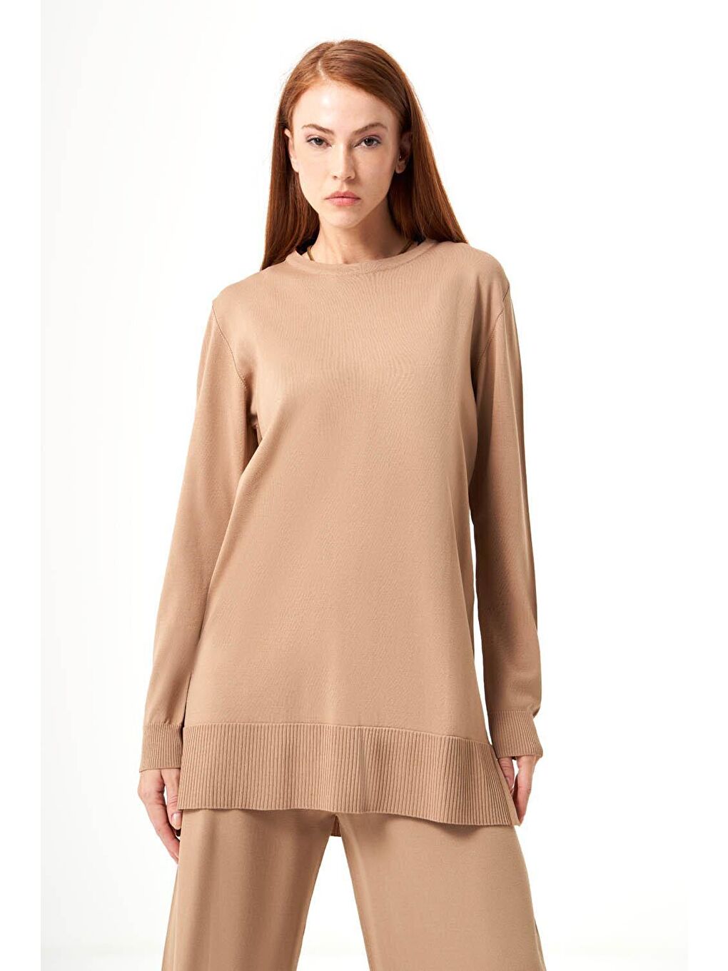 Bej Bsc Rayon Triko Camel Tunik-6