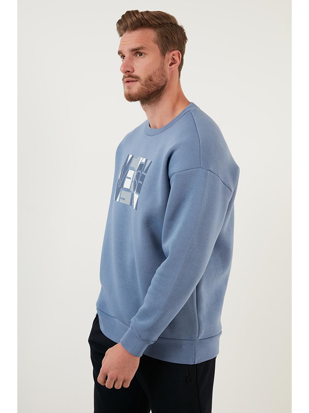 Mavi Pamuklu Oversize İçi Tüylü Yumuşak Şardonlu Sweat 572METAVERSE-3