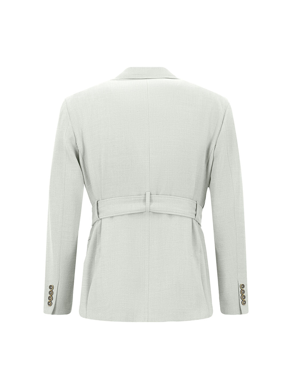 Gri Regular Fit Keten Karışımlı Beli Lastikli İpli Kuşaklı Kruvaze Takım Elbise-6