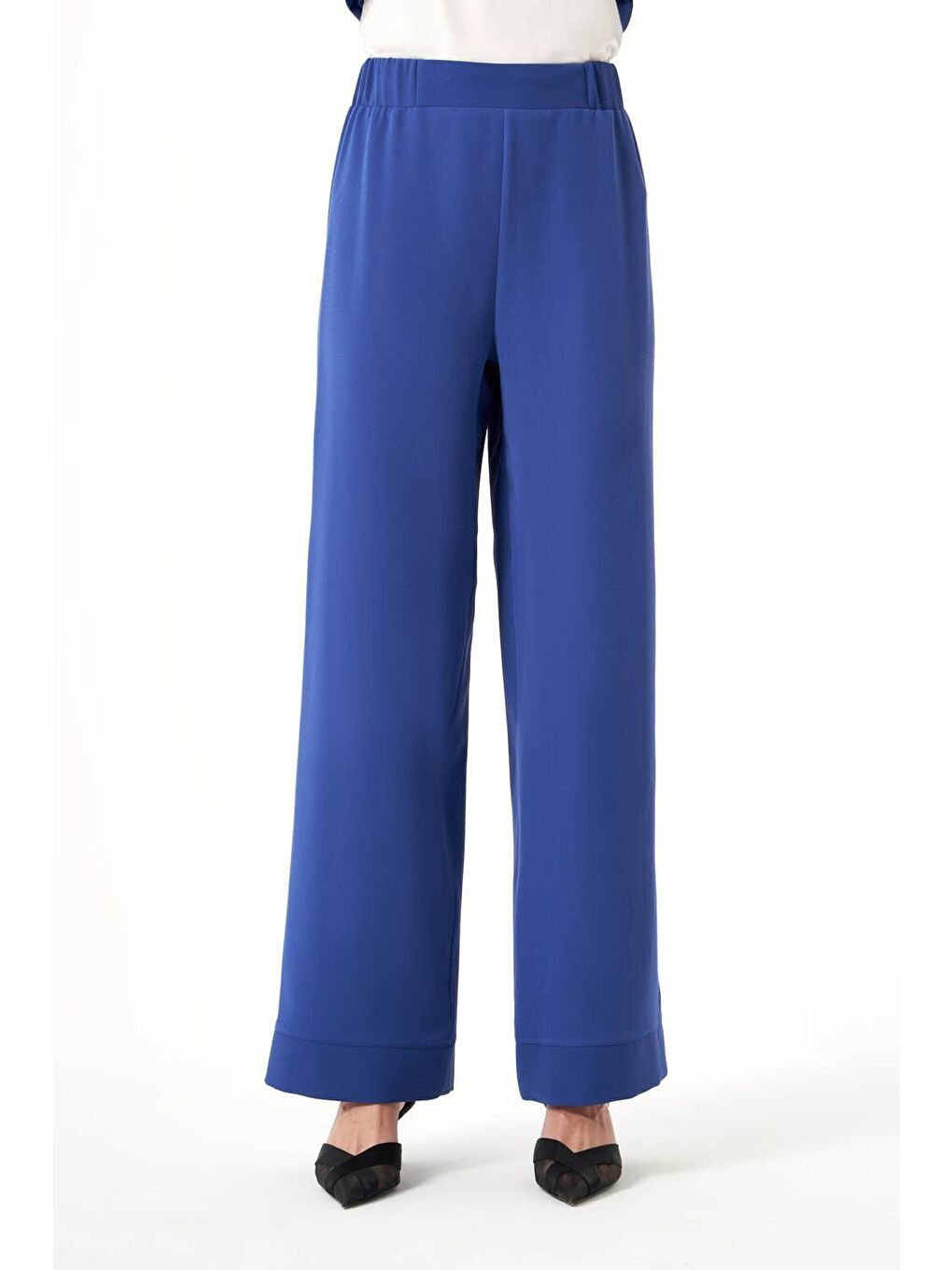 Paçası Parçalı İndigo Pantolon-3